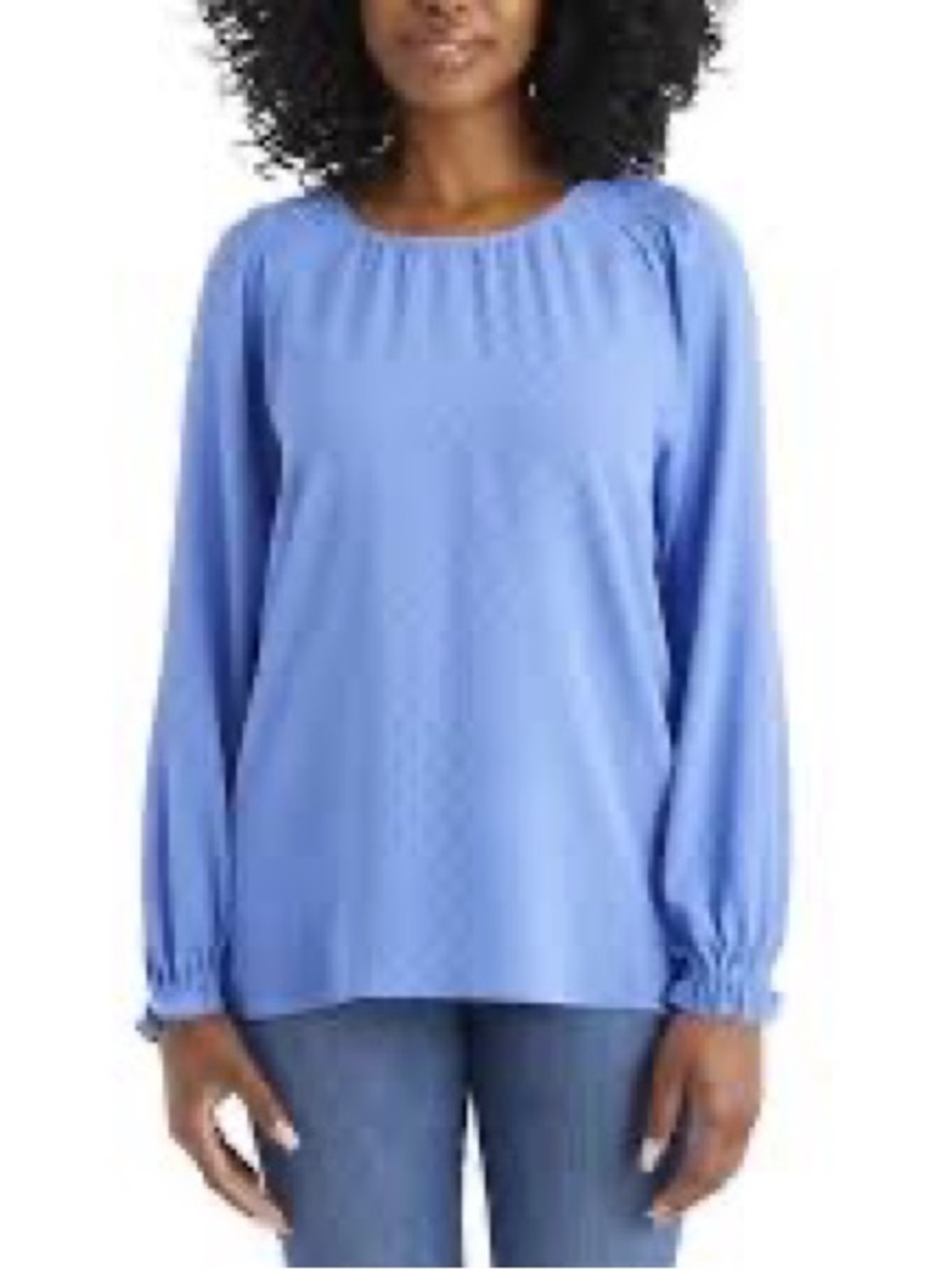 NWT Jessica Simpson Textured Smocked Shoulder Pullover Blouse Blue Size XL